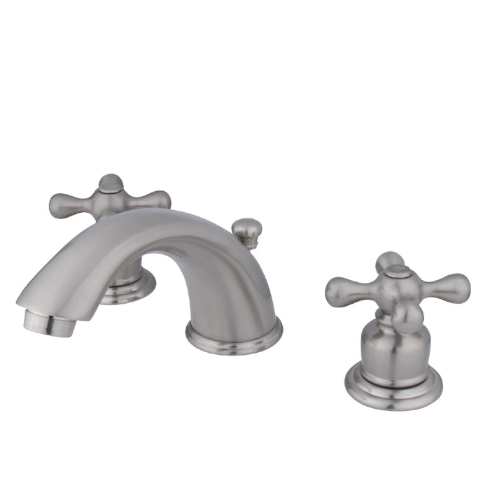 Kingston Heirloom KB978X - Victorian Two-Handle 3-Hole Deck Mount Widespread Bathroom Faucet with Pop-Up Drain, Brushed Nickel