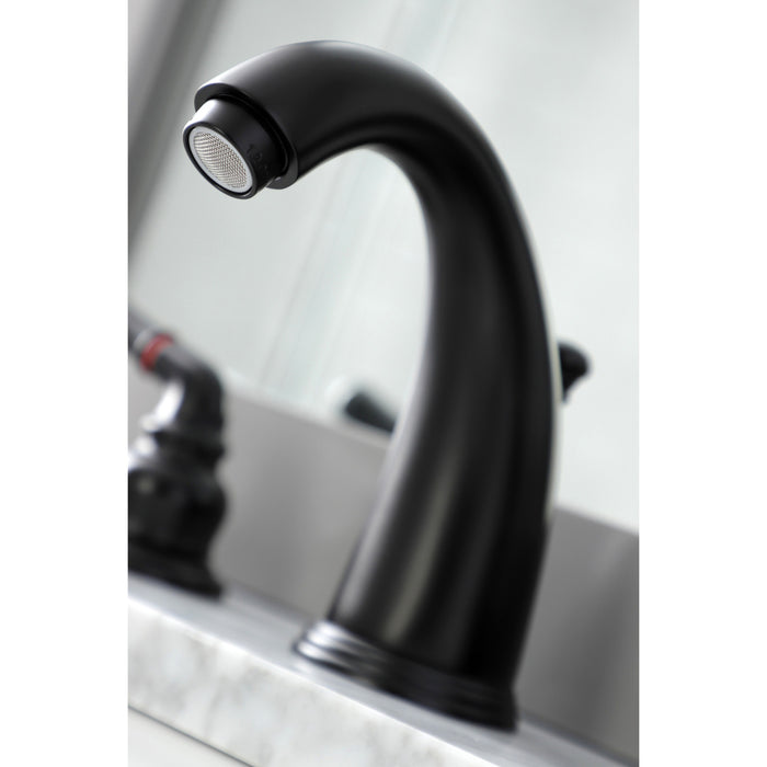 Magellan KB980 Two-Handle 3-Hole Deck Mount Widespread Bathroom Faucet with Plastic Pop-Up, Matte Black