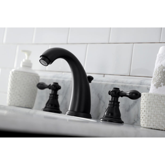American Classic KB980ACL Two-Handle 3-Hole Deck Mount Widespread Bathroom Faucet with Plastic Pop-Up, Matte Black