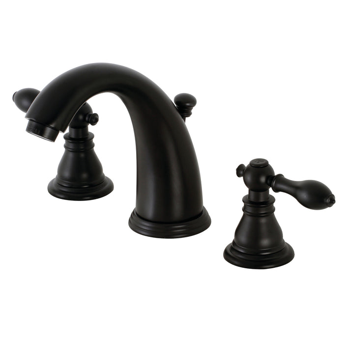Kingston Tulare KB980ACL - American Classic Two-Handle 3-Hole Deck Mount Widespread Bathroom Faucet with Pop-Up Drain, Matte Black