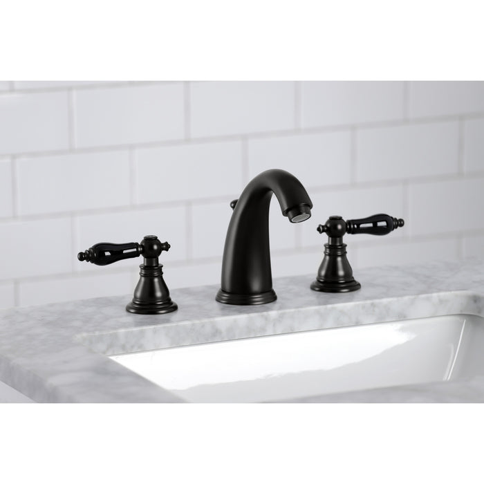 Duchess KB980AKL Two-Handle 3-Hole Deck Mount Widespread Bathroom Faucet with Plastic Pop-Up, Matte Black