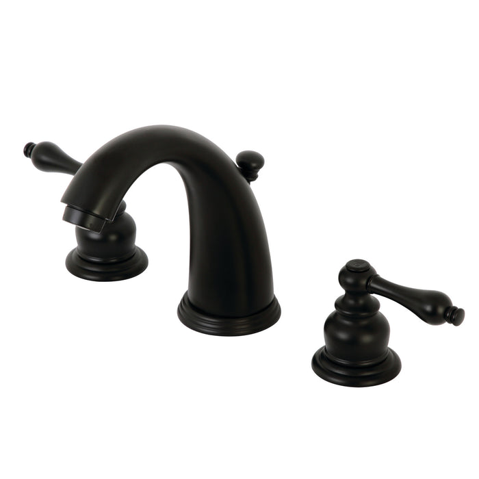 Kingston Heirloom KB980AL - Victorian Two-Handle 3-Hole Deck Mount Widespread Bathroom Faucet with Pop-Up Drain, Matte Black
