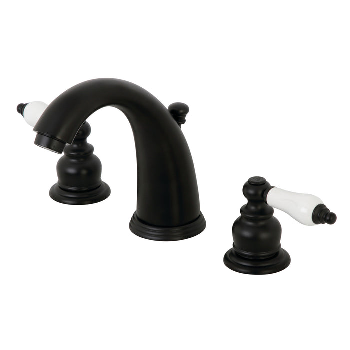 Kingston Heirloom KB980PL - Victorian Two-Handle 3-Hole Deck Mount Widespread Bathroom Faucet with Pop-Up Drain, Matte Black