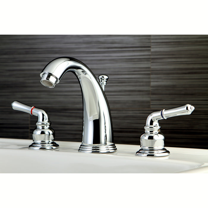 Kingston Tulare KB981 - Magellan Two-Handle 3-Hole Deck Mount Widespread Bathroom Faucet with Pop-Up Drain, Polished Chrome