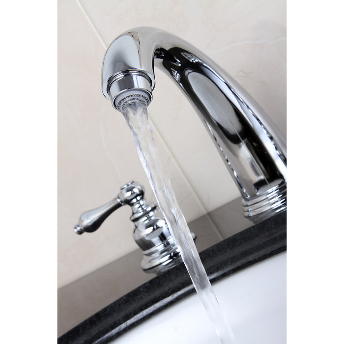 Kingston Heirloom KB981AL - Victorian Two-Handle 3-Hole Deck Mount Widespread Bathroom Faucet with Pop-Up Drain, Polished Chrome