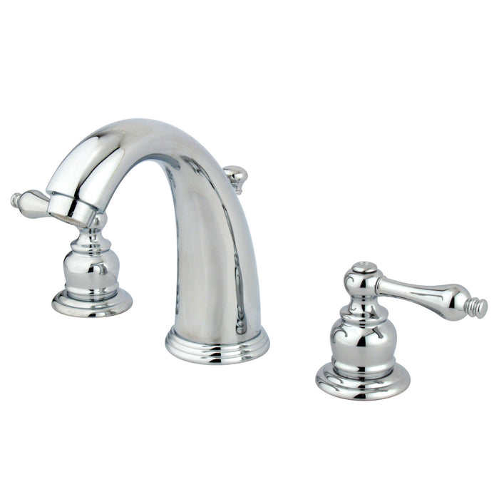 Victorian KB981AL Two-Handle 3-Hole Deck Mount Widespread Bathroom Faucet with Plastic Pop-Up, Polished Chrome