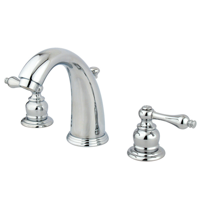 Kingston Heirloom KB981AL - Victorian Two-Handle 3-Hole Deck Mount Widespread Bathroom Faucet with Pop-Up Drain, Polished Chrome