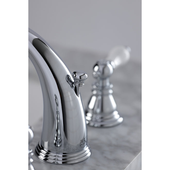 Kingston Heirloom KB981APL - American Patriot Two-Handle 3-Hole Deck Mount Widespread Bathroom Faucet with Pop-Up Drain, Polished Chrome