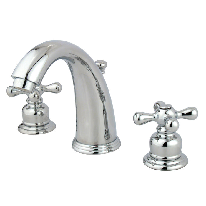Victorian KB981AX Two-Handle 3-Hole Deck Mount Widespread Bathroom Faucet with Plastic Pop-Up, Polished Chrome