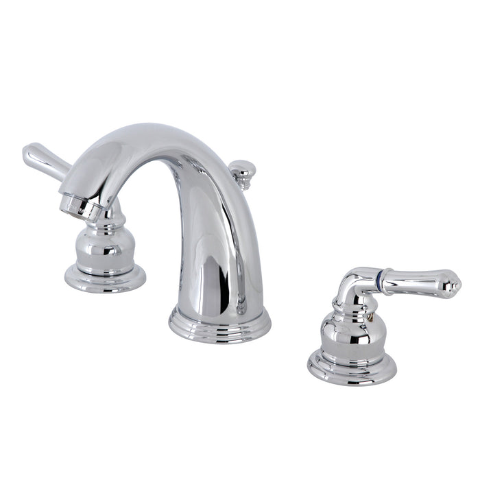 Kingston Tulare KB981B - Victorian Two-Handle 3-Hole Deck Mount Widespread Bathroom Faucet with Brass Pop-Up, Polished Chrome