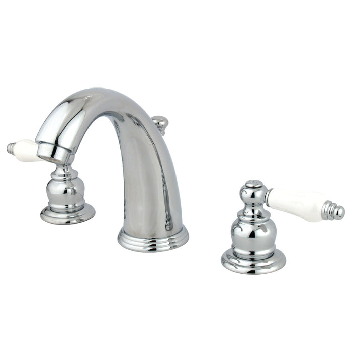 Victorian KB981PL Two-Handle 3-Hole Deck Mount Widespread Bathroom Faucet with Plastic Pop-Up, Polished Chrome