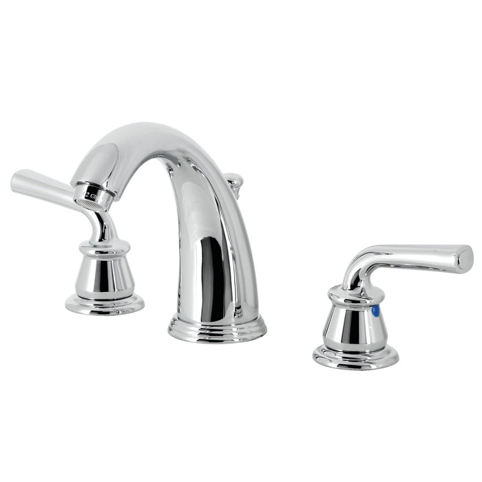 Kingston Tulare KB981RXL - Restoration Two-Handle 3-Hole Deck Mount Widespread Bathroom Faucet with Pop-Up Drain, Polished Chrome
