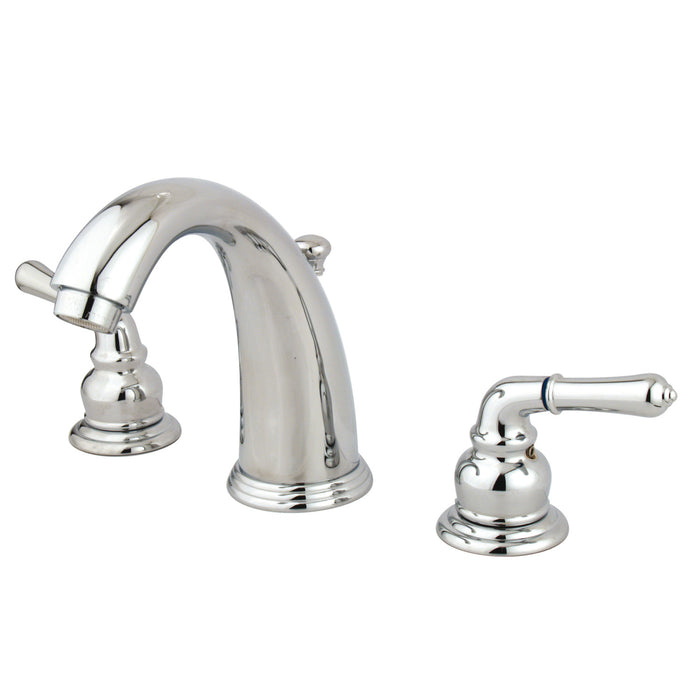 Kingston Tulare KB981 - Magellan Two-Handle 3-Hole Deck Mount Widespread Bathroom Faucet with Pop-Up Drain, Polished Chrome