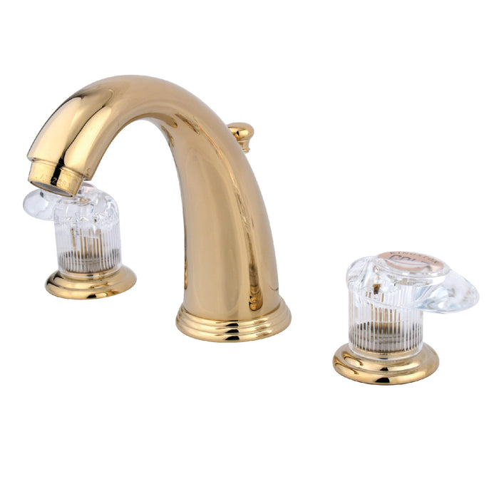 Magellan KB982ALL Two-Handle 3-Hole Deck Mount Widespread Bathroom Faucet with Plastic Pop-Up, Polished Brass