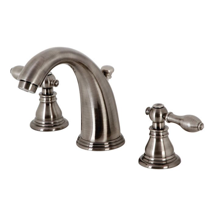 Kingston Tulare KB983ACL - American Classic Two-Handle 3-Hole Deck Mount Widespread Bathroom Faucet with Pop-Up Drain, Black Stainless