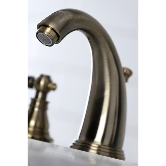 Duchess KB983AKLAB Two-Handle 3-Hole Deck Mount Widespread Bathroom Faucet with Pop-Up Drain, Antique Brass