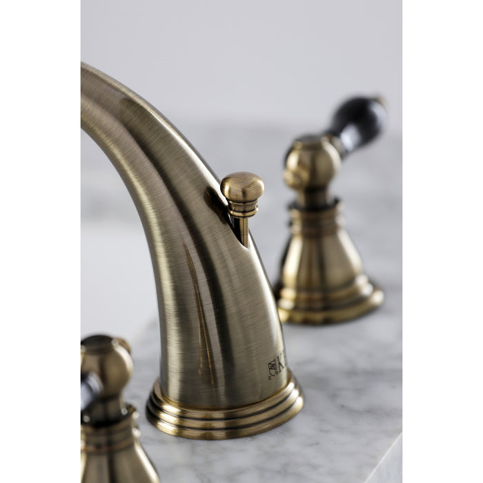 Duchess KB983AKLAB Two-Handle 3-Hole Deck Mount Widespread Bathroom Faucet with Plastic Pop-Up, Antique Brass