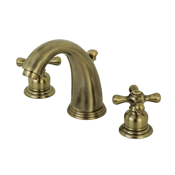 Kingston Heirloom KB983AXAB - Victorian Two-Handle 3-Hole Deck Mount Widespread Bathroom Faucet with Pop-Up Drain, Antique Brass