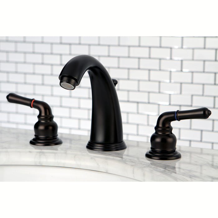 Magellan KB985 Two-Handle 3-Hole Deck Mount Widespread Bathroom Faucet with Plastic Pop-Up, Oil Rubbed Bronze