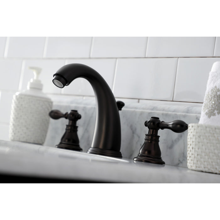 Kingston Tulare KB985ACL - American Classic Two-Handle 3-Hole Deck Mount Widespread Bathroom Faucet with Pop-Up Drain, Oil Rubbed Bronze