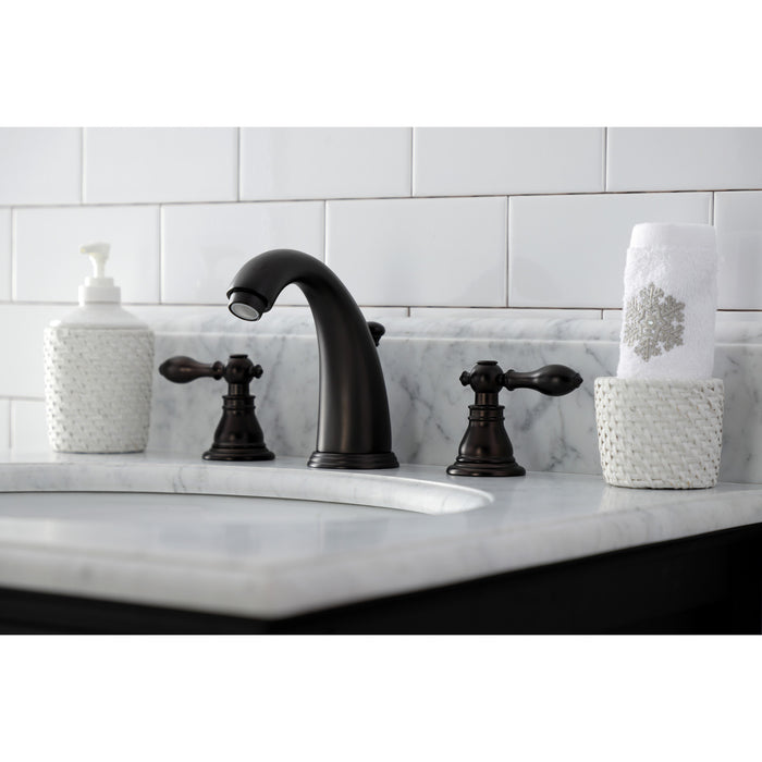 Kingston Tulare KB985ACL - American Classic Two-Handle 3-Hole Deck Mount Widespread Bathroom Faucet with Pop-Up Drain, Oil Rubbed Bronze