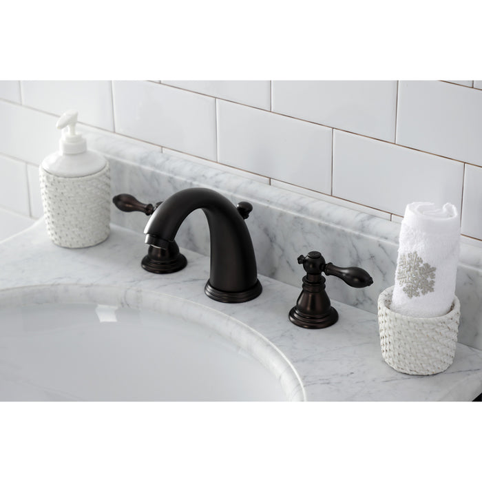 Kingston Tulare KB985ACL - American Classic Two-Handle 3-Hole Deck Mount Widespread Bathroom Faucet with Pop-Up Drain, Oil Rubbed Bronze