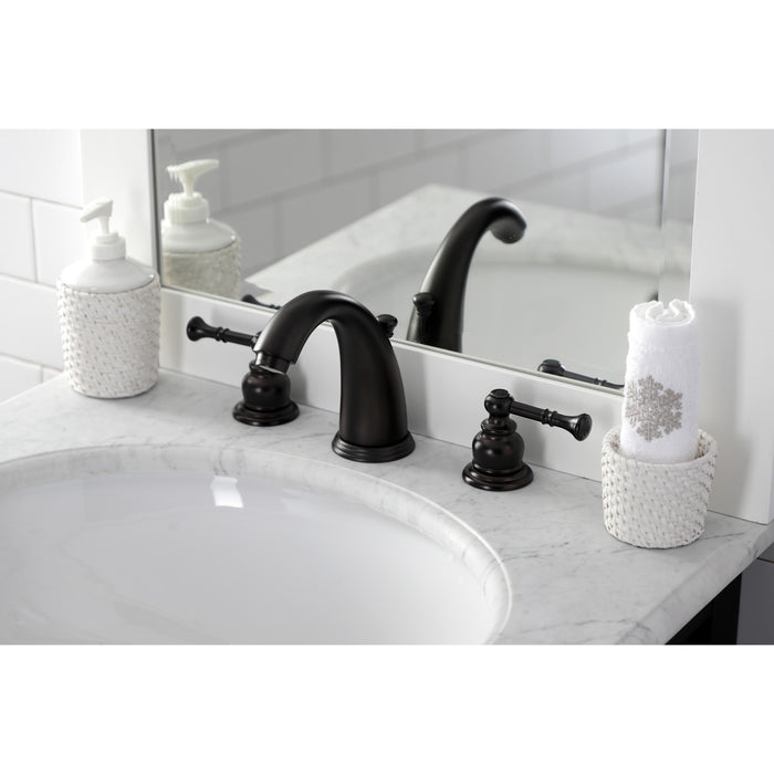 Kingston Tulare KB985NL - Naples Two-Handle 3-Hole Deck Mount Widespread Bathroom Faucet with Pop-Up Drain, Oil Rubbed Bronze