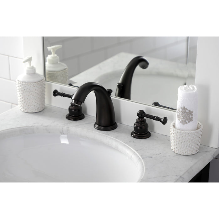Naples KB985NL Two-Handle 3-Hole Deck Mount Widespread Bathroom Faucet with Plastic Pop-Up, Oil Rubbed Bronze