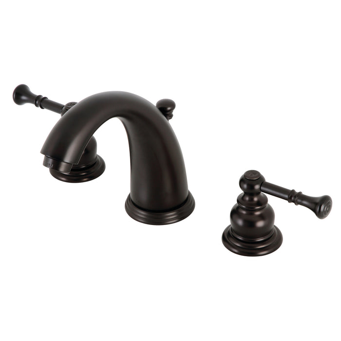Kingston Tulare KB985NL - Naples Two-Handle 3-Hole Deck Mount Widespread Bathroom Faucet with Pop-Up Drain, Oil Rubbed Bronze