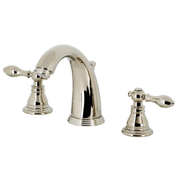 American Classic KB986ACLPN Two-Handle 3-Hole Deck Mount Widespread Bathroom Faucet with Plastic Pop-Up, Polished Nickel