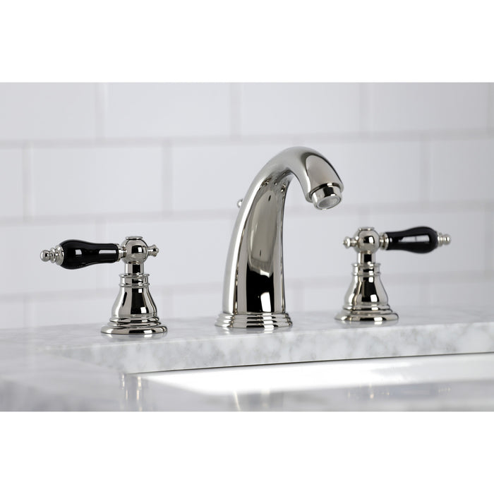 Duchess KB986AKLPN Two-Handle 3-Hole Deck Mount Widespread Bathroom Faucet with Plastic Pop-Up, Polished Nickel