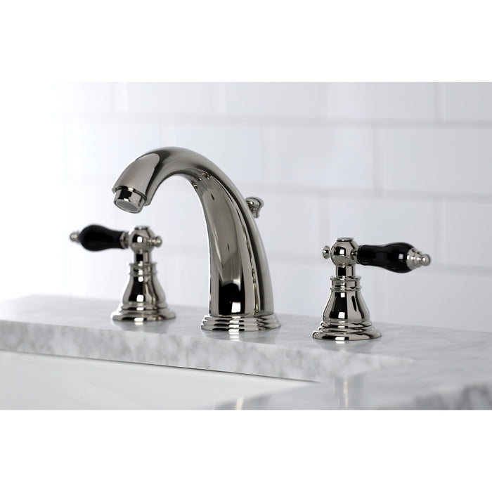 Duchess KB986AKLPN Two-Handle 3-Hole Deck Mount Widespread Bathroom Faucet with Plastic Pop-Up, Polished Nickel