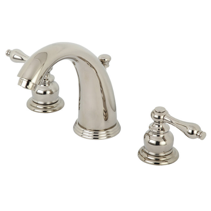 Kingston Heirloom KB986ALPN - Victorian Two-Handle 3-Hole Deck Mount Widespread Bathroom Faucet with Pop-Up Drain, Polished Nickel