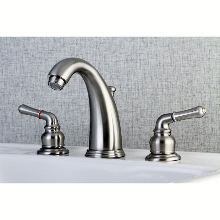 Magellan KB988 Two-Handle 3-Hole Deck Mount Widespread Bathroom Faucet with Plastic Pop-Up, Brushed Nickel