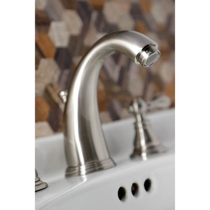 American Classic KB988ACL Two-Handle 3-Hole Deck Mount Widespread Bathroom Faucet with Plastic Pop-Up, Brushed Nickel