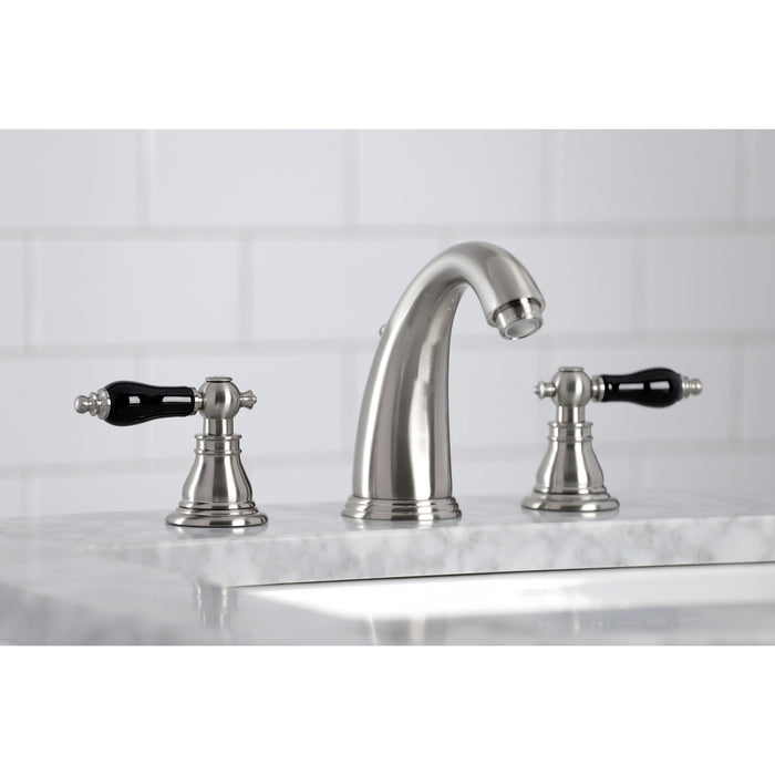 Kingston Heirloom KB988AKL - Duchess Two-Handle 3-Hole Deck Mount Widespread Bathroom Faucet with Pop-Up Drain, Brushed Nickel
