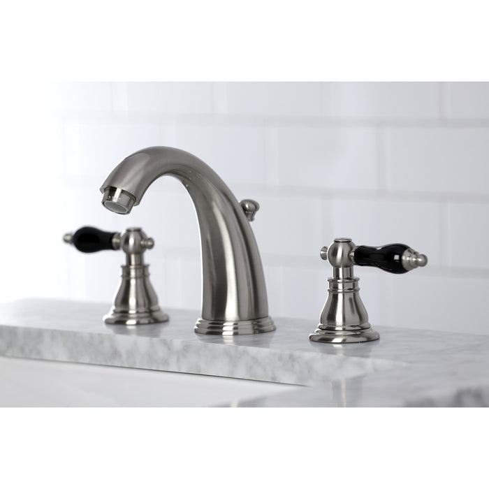 Kingston Heirloom KB988AKL - Duchess Two-Handle 3-Hole Deck Mount Widespread Bathroom Faucet with Pop-Up Drain, Brushed Nickel