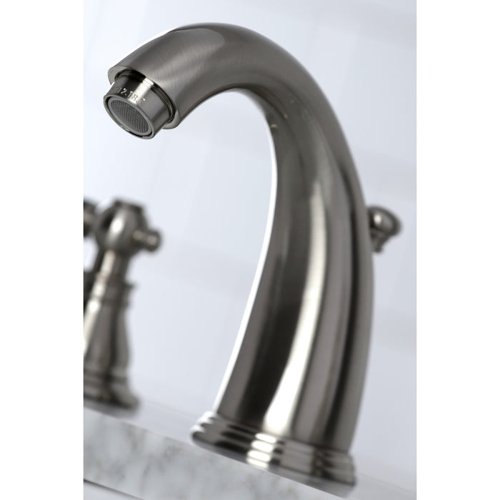 Duchess KB988AKL Two-Handle 3-Hole Deck Mount Widespread Bathroom Faucet with Plastic Pop-Up, Brushed Nickel