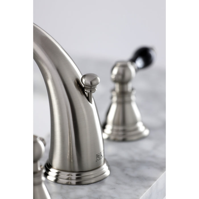 Kingston Heirloom KB988AKL - Duchess Two-Handle 3-Hole Deck Mount Widespread Bathroom Faucet with Pop-Up Drain, Brushed Nickel
