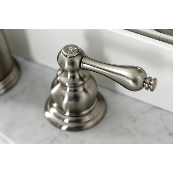 Victorian KB988ALB Two-Handle 3-Hole Deck Mount Widespread Bathroom Faucet with Brass Pop-Up, Brushed Nickel