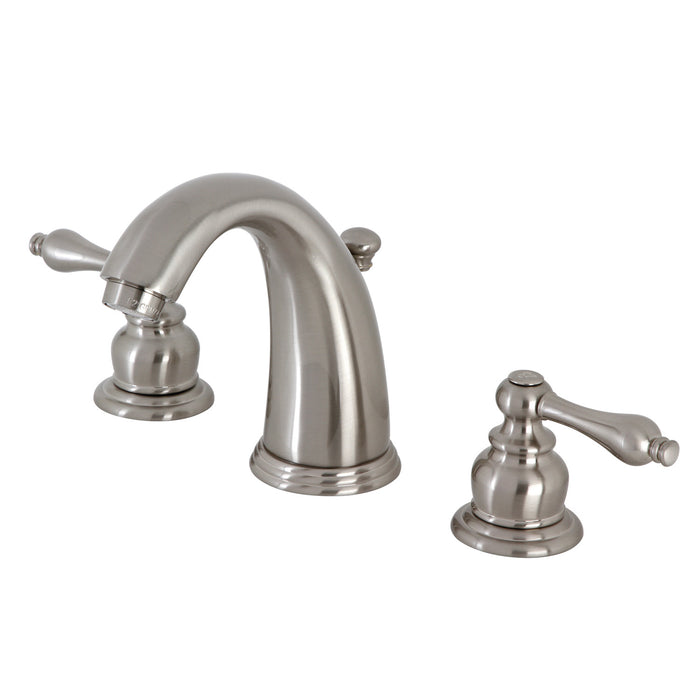 Victorian KB988ALB Two-Handle 3-Hole Deck Mount Widespread Bathroom Faucet with Brass Pop-Up, Brushed Nickel