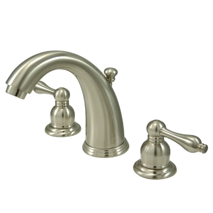Kingston Heirloom KB988AL - Victorian Two-Handle 3-Hole Deck Mount Widespread Bathroom Faucet with Pop-Up Drain, Brushed Nickel