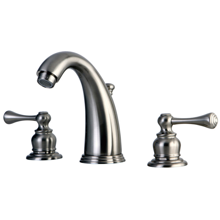 Victorian KB988BL Two-Handle 3-Hole Deck Mount Widespread Bathroom Faucet with Plastic Pop-Up, Brushed Nickel