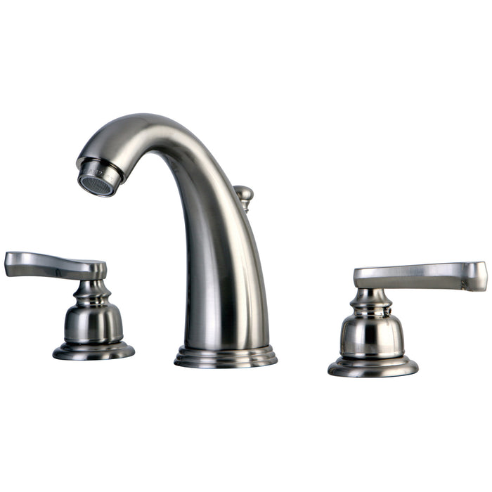 Kingston Tulare KB988FL - Royale Two-Handle 3-Hole Deck Mount Widespread Bathroom Faucet with Pop-Up Drain, Brushed Nickel