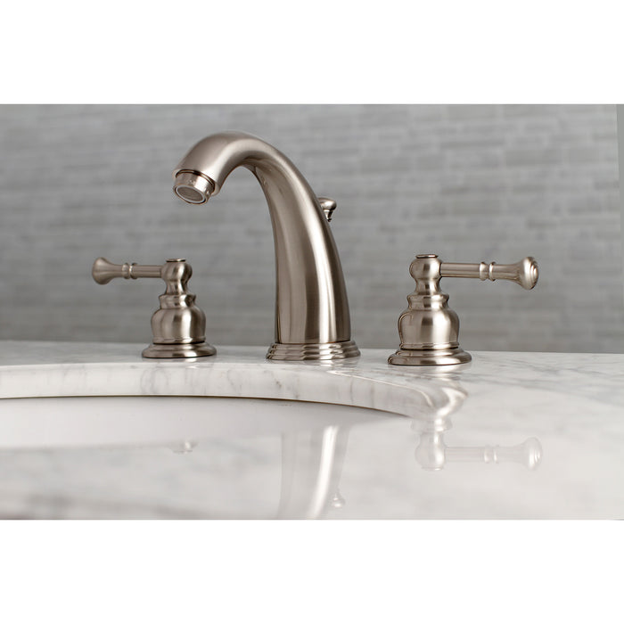 Naples KB988NL Two-Handle 3-Hole Deck Mount Widespread Bathroom Faucet with Plastic Pop-Up, Brushed Nickel