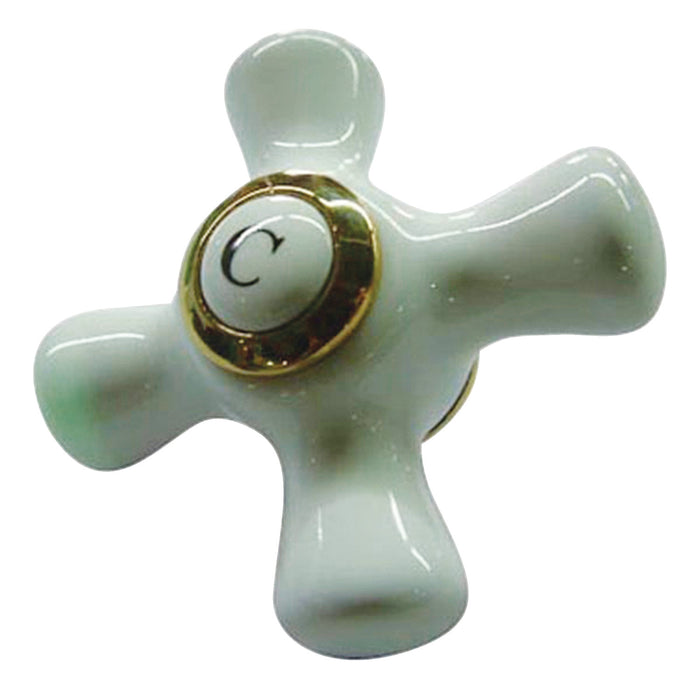 Kingston KBH1602PXC Porcelain Cross Handle (Cold Side), Polished Brass