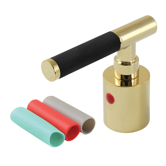 Kingston Kaiser KBH8662CKLH Zinc Alloy Lever Handle with Black Neoprene Sleeve (Hot Side), Polished Brass