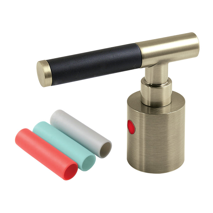 Kingston Kaiser KBH8663CKLH Zinc Alloy Lever Handle with Black Neoprene Sleeve (Hot Side), Antique Brass