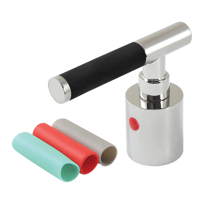 Kingston Kaiser KBH8666CKLH Zinc Alloy Lever Handle with Black Neoprene Sleeve (Hot Side), Polished Nickel
