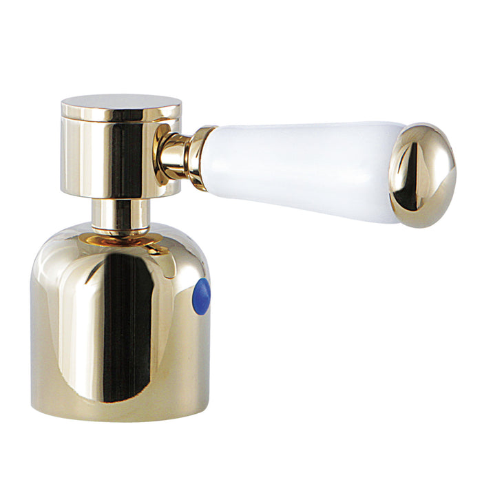 Kingston Paris KBH8962DPLC Metal with Porcelain Lever Handle (Cold Side), Polished Brass